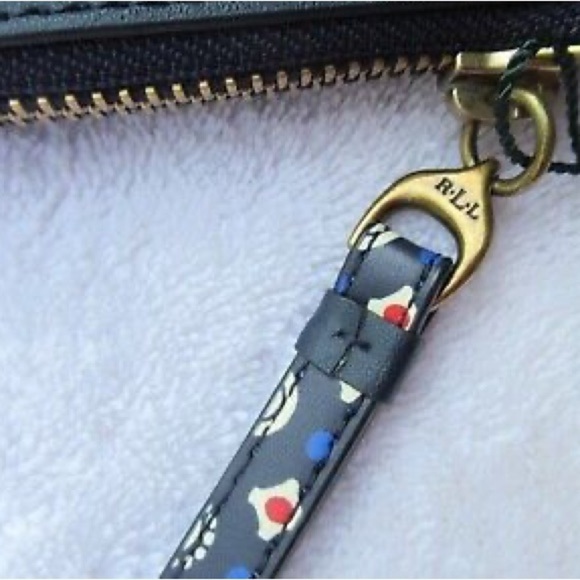 Lauren Ralph Lauren Leather Large Millbrook Wristlet Blue 10” x 7” - Picture 4 of 16